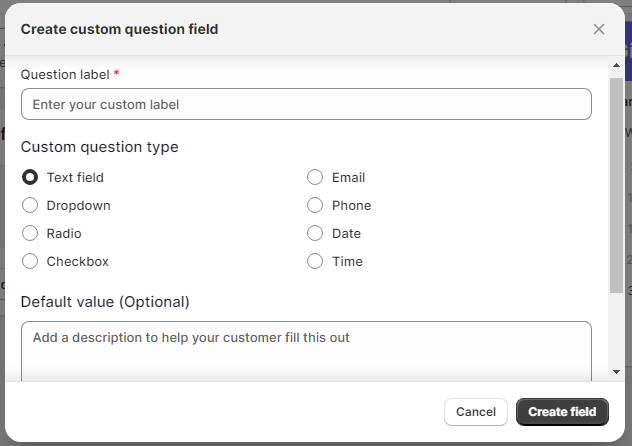 Custom question field